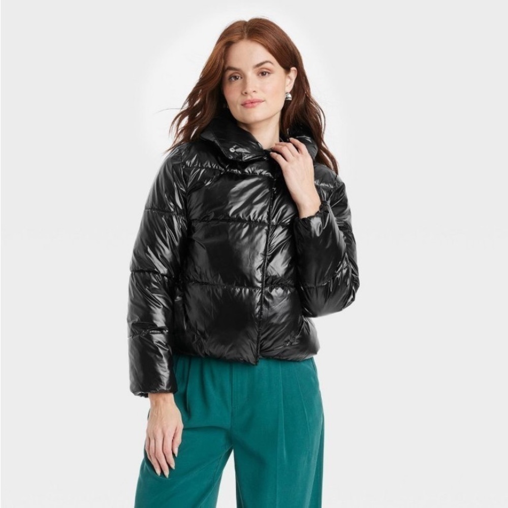 Women's Short Relaxed Puffer Jacket - A
New Day Black